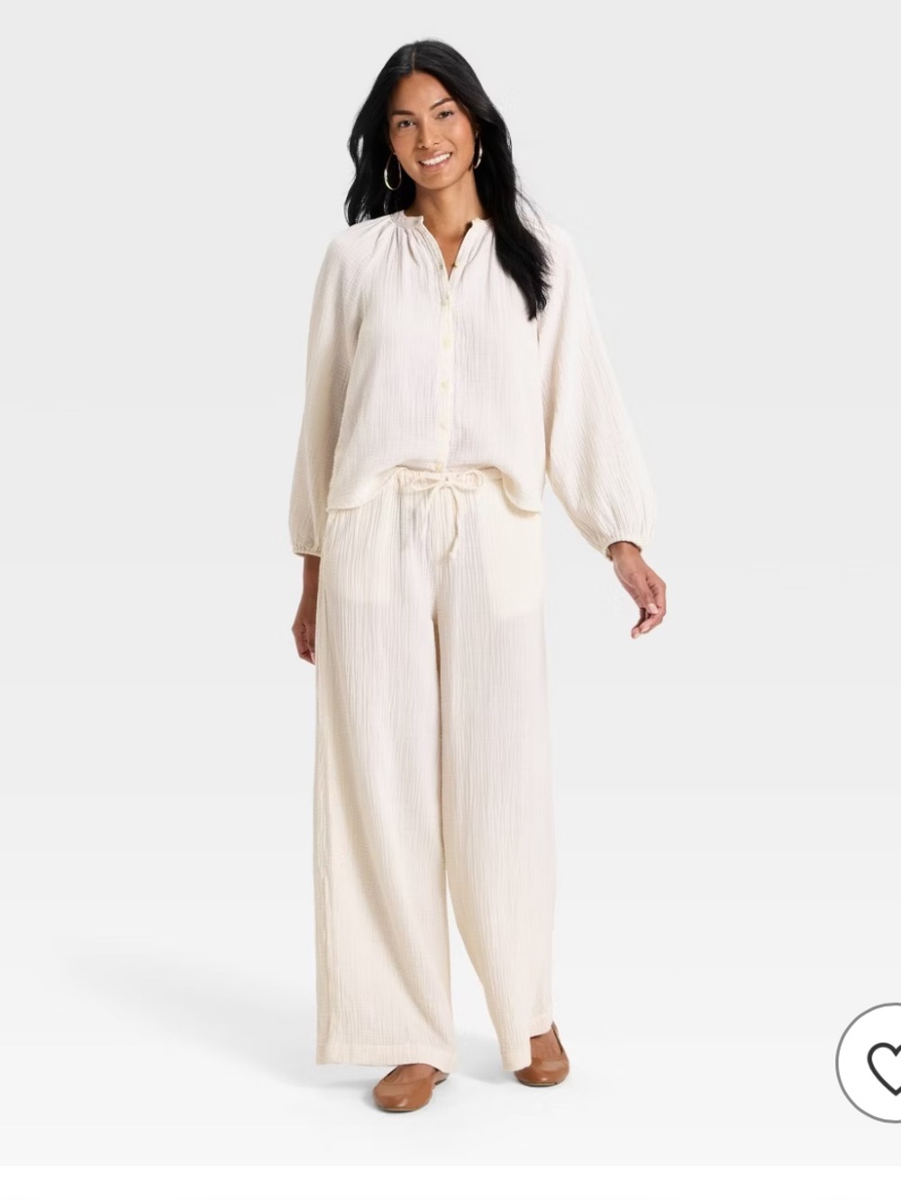 Universal Thread Cream Wide-Leg Drawstring Pants